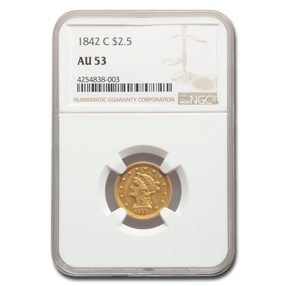 1842-C $2.50 Liberty Gold Quarter Eagle AU-53 NGC 1842-C $2.50 Liberty Gold Quarter Eagle AU-53 NGC