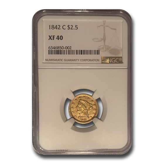 1842-C $2.50 Liberty Gold Quarter Eagle XF-40 NGC 1842-C $2.50 Liberty Gold Quarter Eagle XF-40 NGC