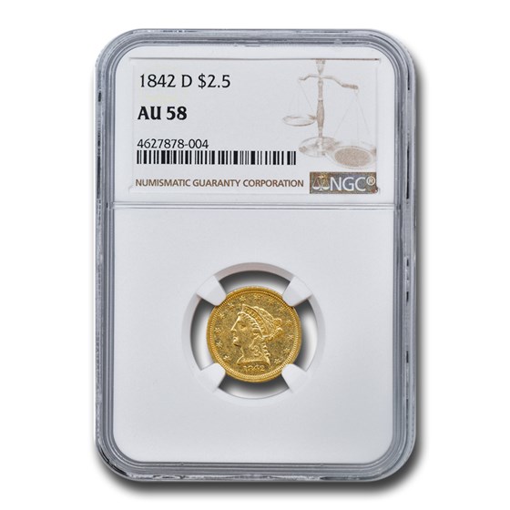 1842-D $2.50 Liberty Gold Quarter Eagle AU-58 NGC 1842-D $2.50 Liberty Gold Quarter Eagle AU-58 NGC
