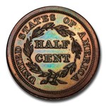 1842 Half Cent PR-65 PCGS CAC (Brown, Restrike, Reverse of 1856)