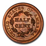 1842 Half Cent PR-65 PCGS (Red/Brown, Restrike, Rev of 1856)