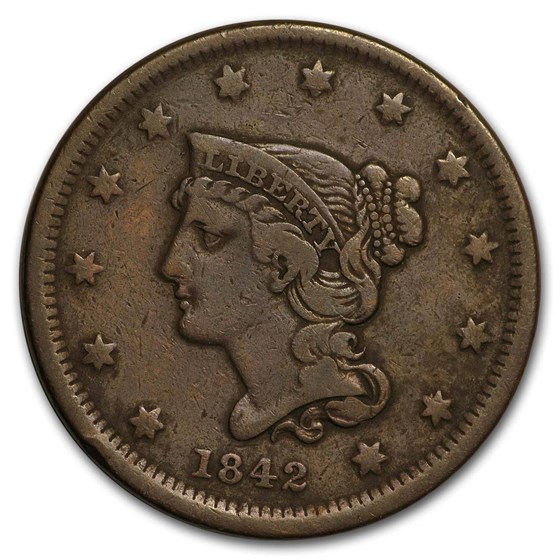 1842 Large Cent Sm Date VG 1842 Large Cent Sm Date VG