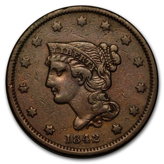 1842 Large Cent XF 1842 Large Cent XF