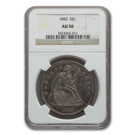 1842 Liberty Seated Dollar AU-50 NGC 1842 Liberty Seated Dollar AU-50 NGC