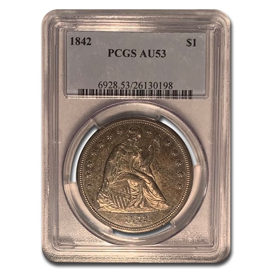 1842 Liberty Seated Dollar AU-53 PCGS 1842 Liberty Seated Dollar AU-53 PCGS