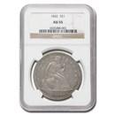1842 Liberty Seated Dollar AU-55 NGC