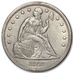 1842 Liberty Seated Dollar AU Details (Cleaned)