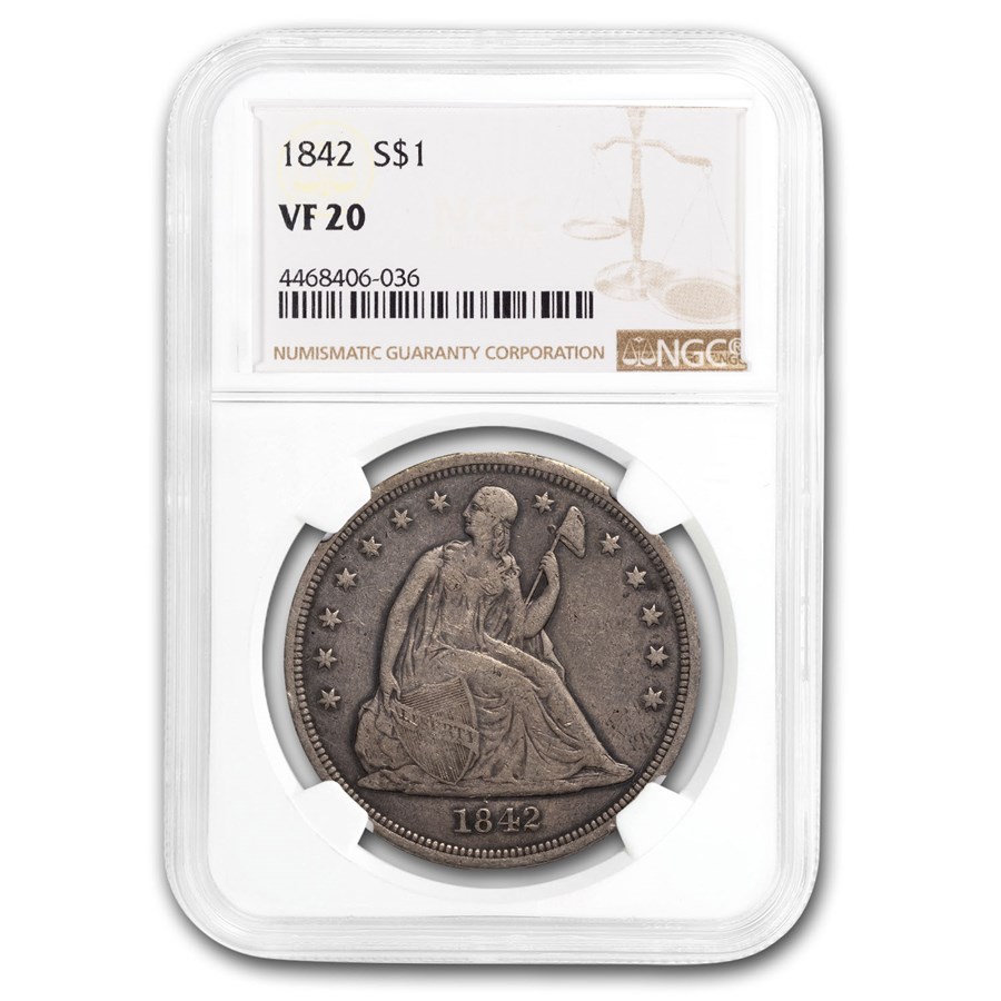 1842 Liberty Seated Dollar VF-20 NGC