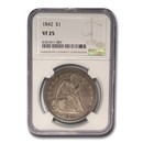 1842 Liberty Seated Dollar VF-25 NGC