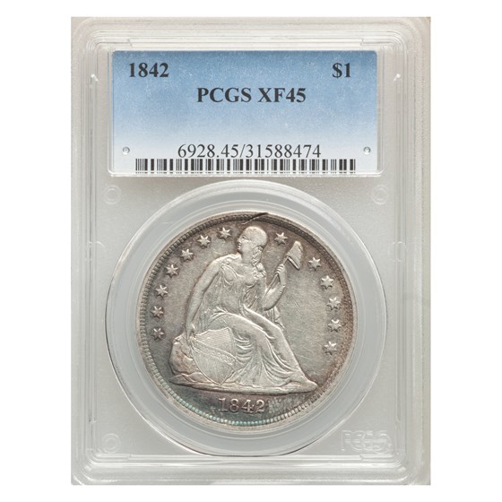 1842 Liberty Seated Dollar XF-45 PCGS 1842 Liberty Seated Dollar XF-45 PCGS