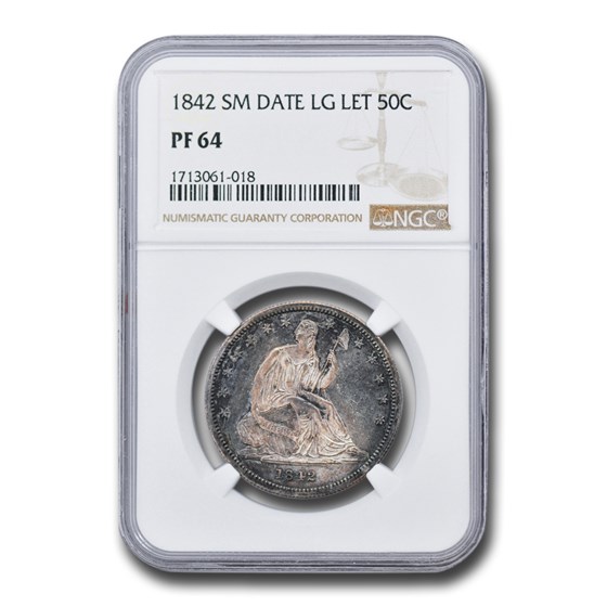 1842 Liberty Seated Half Dollar PF-64 NGC (Sm. Date, Lg. Letters) 1842 Liberty Seated Half Dollar PF-64 NGC (Sm. Date, Lg. Letters)