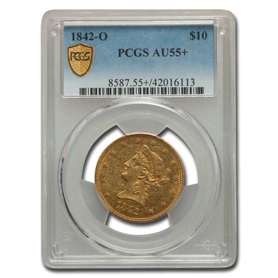 1842-O $10 Liberty Gold Eagle AU-55+ PCGS 1842-O $10 Liberty Gold Eagle AU-55+ PCGS