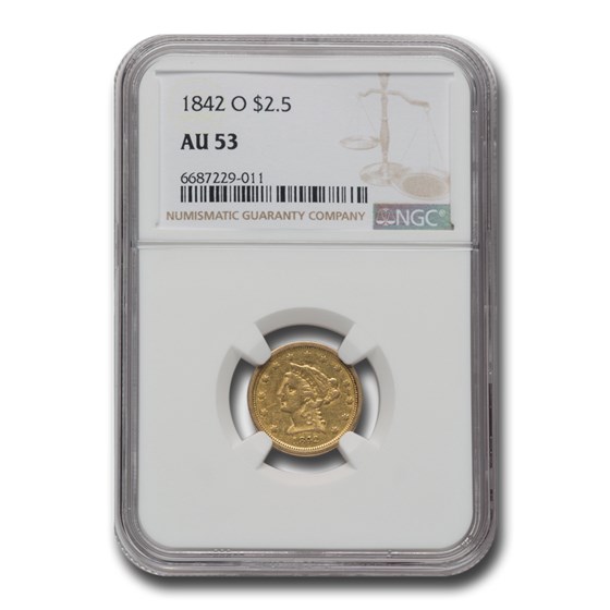 1842-O $2.50 Liberty Gold Quarter Eagle AU-53 NGC 1842-O $2.50 Liberty Gold Quarter Eagle AU-53 NGC