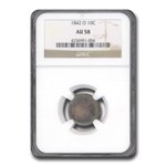 1842-O Liberty Seated Dime AU-58 NGC