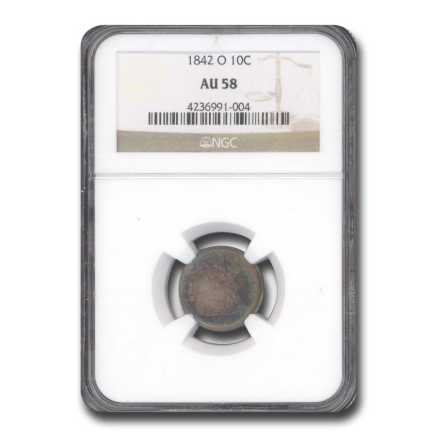 1842-O Liberty Seated Dime AU-58 NGC