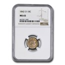 1842-O Liberty Seated Dime MS-65 NGC