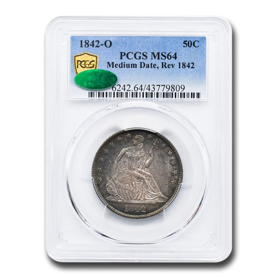 1842-O Liberty Seated Half Dollar MS-64 PCGS CAC (Medium Date) 1842-O Liberty Seated Half Dollar MS-64 PCGS CAC (Medium Date)