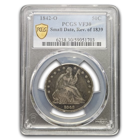 1842-O Liberty Seated Half Dollar VF-30 PCGS (Sm. Date, Rev 1839)