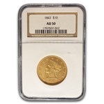 1843 $10 Liberty Gold Eagle AU-50 NGC