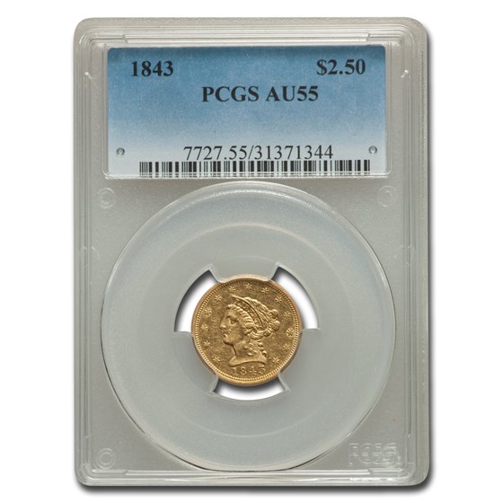 1843 $2.50 Liberty Gold Quarter Eagle AU-55 PCGS 1843 $2.50 Liberty Gold Quarter Eagle AU-55 PCGS