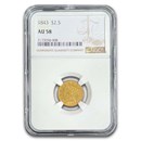1843 $2.50 Liberty Gold Quarter Eagle AU-58 NGC