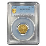 1843 $2.50 Liberty Gold Quarter Eagle MS-62 PCGS