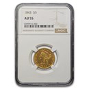 1843 $5 Liberty Gold Half Eagle AU-55 NGC