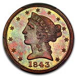 1843 $5 Liberty Gold Half Eagle MS-63 PCGS