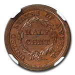 1843 Half Cent PF-65 NGC (Brown, Original)