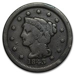 1843 Large Cent Mature Head, Lg Letters VG