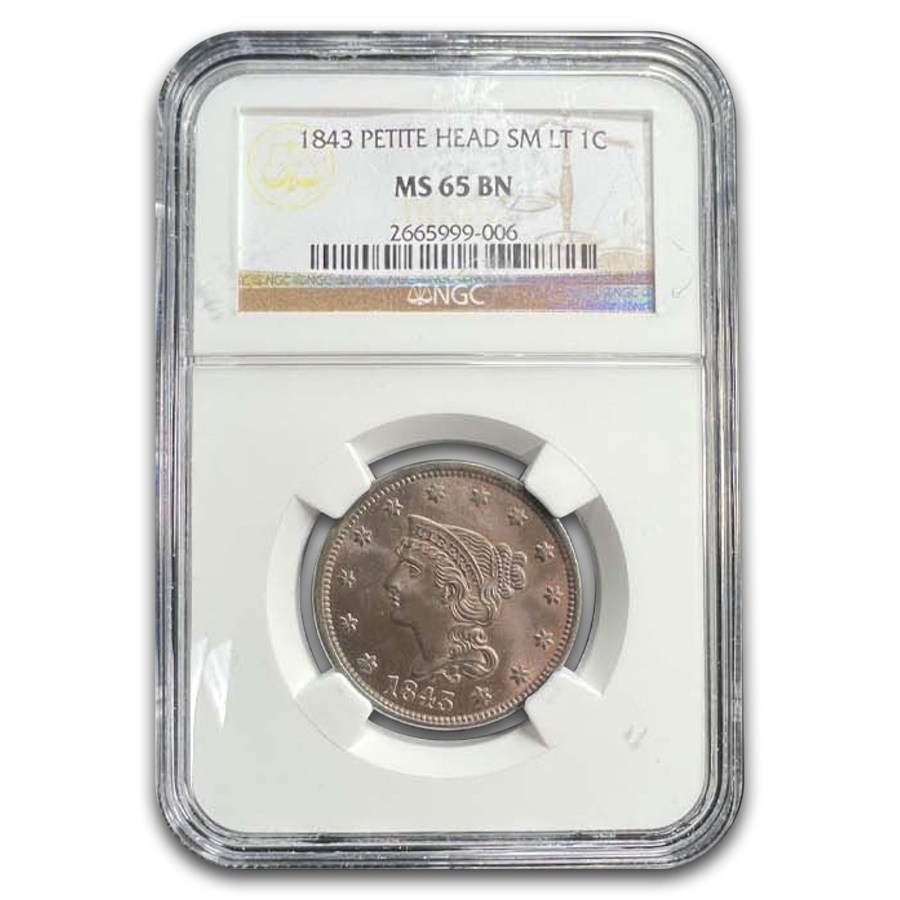 Buy 1843 Large Cent MS-65 NGC BN (Petite Head) | APMEX