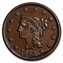 1843 Large Cent Petite Head Small Letters AU