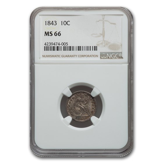 1843 Liberty Seated Dime MS-66 NGC 1843 Liberty Seated Dime MS-66 NGC