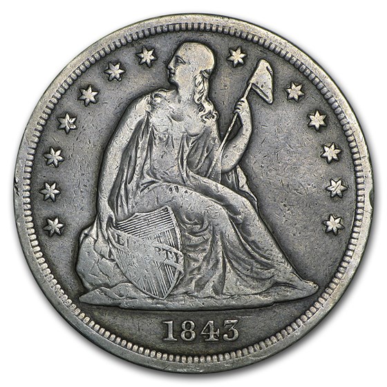 1843 Liberty Seated Dollar Fine 1843 Liberty Seated Dollar Fine
