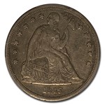 1843 Liberty Seated Dollar XF-45 PCGS