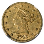 1843-O $10 Liberty Gold Eagle AU-53 NGC