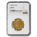 1843-O $10 Liberty Gold Eagle AU-53 NGC
