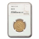 1843-O $10 Liberty Gold Eagle AU-53 NGC