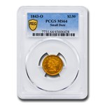 1843-O $2.50 Liberty Gold Quarter Eagle MS-64 PCGS (Small Date)