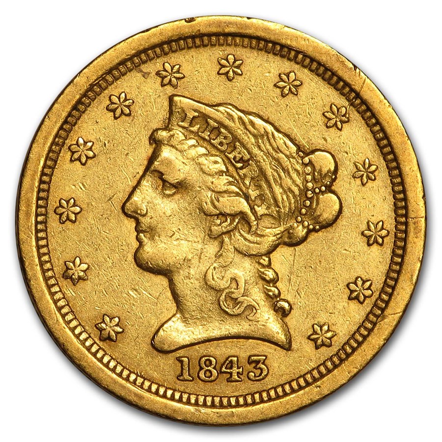 1843-O $2.50 Liberty Gold Quarter Eagle Small Date XF
