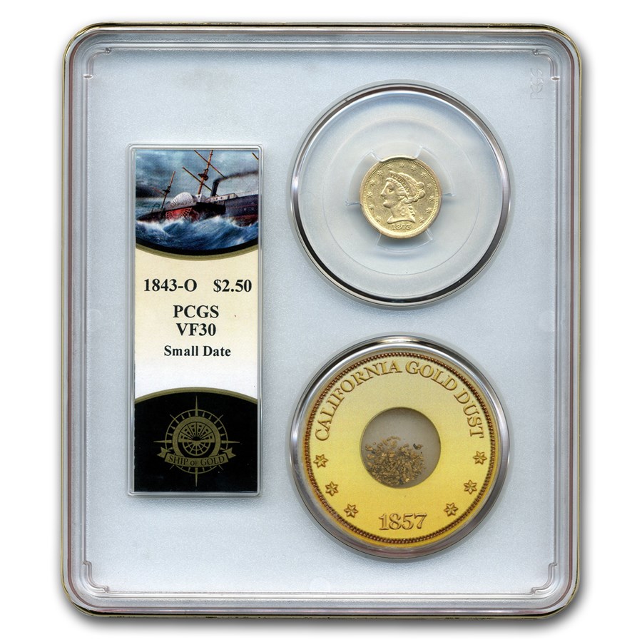 1843-O $2.50 Liberty Head Gold VF-30 PCGS (SS Central America)