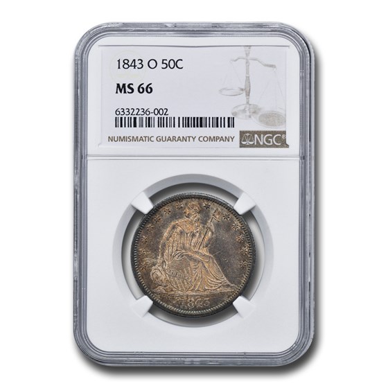 1843-O Liberty Seated Half Dollar MS-66 NGC 1843-O Liberty Seated Half Dollar MS-66 NGC