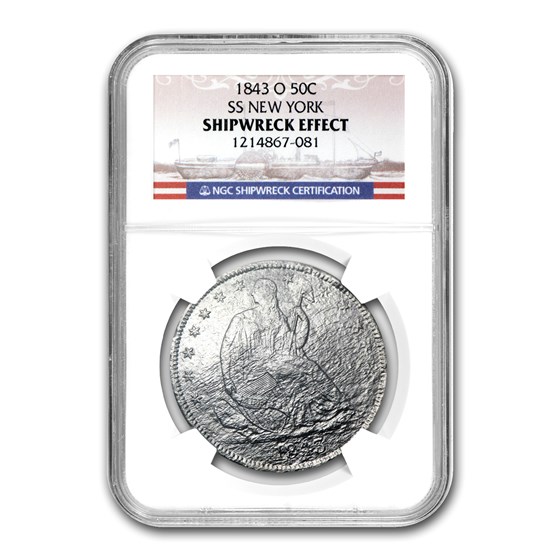 1843-O Liberty Seated Half SS New York NGC (Shipwreck Effect)