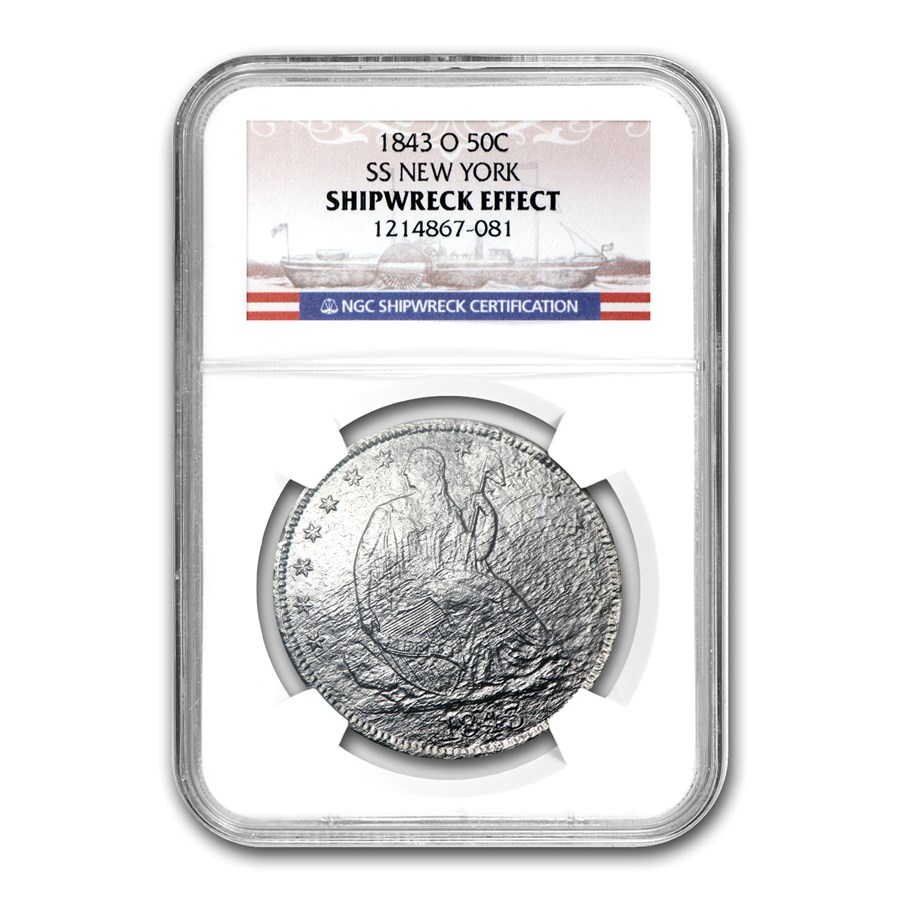 1843-O Liberty Seated Half SS New York NGC (Shipwreck Effect)