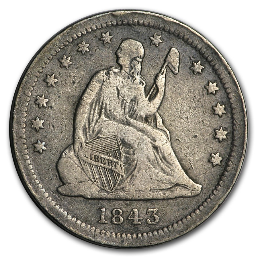 1843-O Liberty Seated Quarter VF