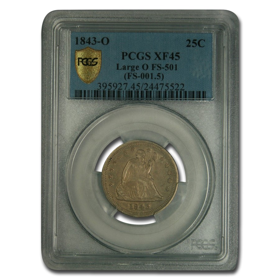 1843-O Liberty Seated Quarter XF-45 PCGS (Large O, FS-501)