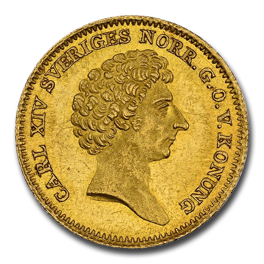 1843 Sweden Gold Ducat Carl XIV Johan MS-64 NGC
