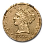 1844 $5 Liberty Gold Half Eagle AU-58 NGC