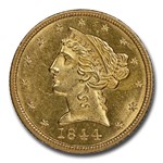 1844 $5 Liberty Gold Half Eagle MS-64 NGC