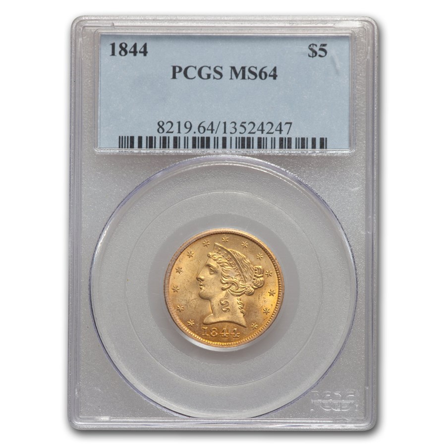 Buy 1844 $5 Liberty Gold Half Eagle MS-64 PCGS | APMEX